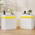 thumbnail image 3 of Nightstand with 2 Storage Drawers,Smart Night Stand for Bedroom,End Table with Charging Station and LED Lights,Nightstand with Sliding Top,White, 3 of 8
