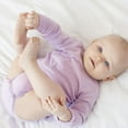 thumbnail image 3 of Couver Baby Cotton Longsleeve Onesie Infant Toddler Lap Shoulder Solid Color Bodysuit, Lavender, 18M, 3 of 7