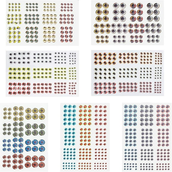Animal Eye Pattern PVC Plastic Stickers Sheets DIY Scrapbooking Craft Accessory Mixed Color 7sheets/set