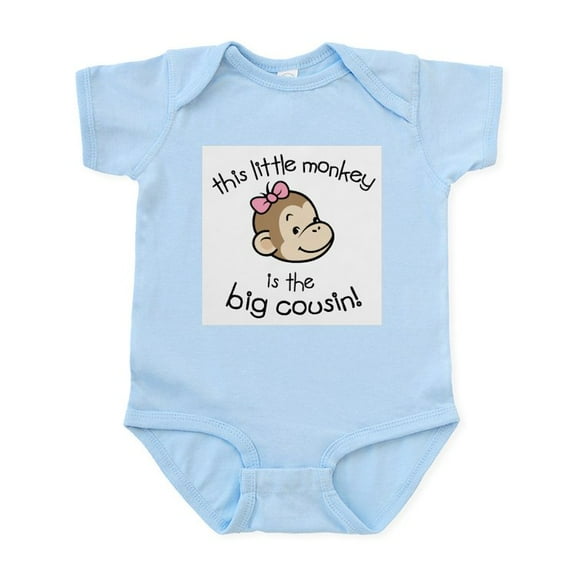 CafePress - Big Cousin Monkey Face Body Suit - Baby Light Bodysuit, Size Newborn - 24 Months