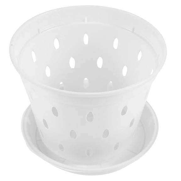 PAMINGONO 5 Sets Plastic Plant Pots with Drainage Holes for Orchid Plants 14x0.3937in