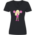 thumbnail image 3 of Inktastic Cheerleaders, Girl With Blonde Hair, Pink Uniform Women's V-Neck T-Shirt, 3 of 5