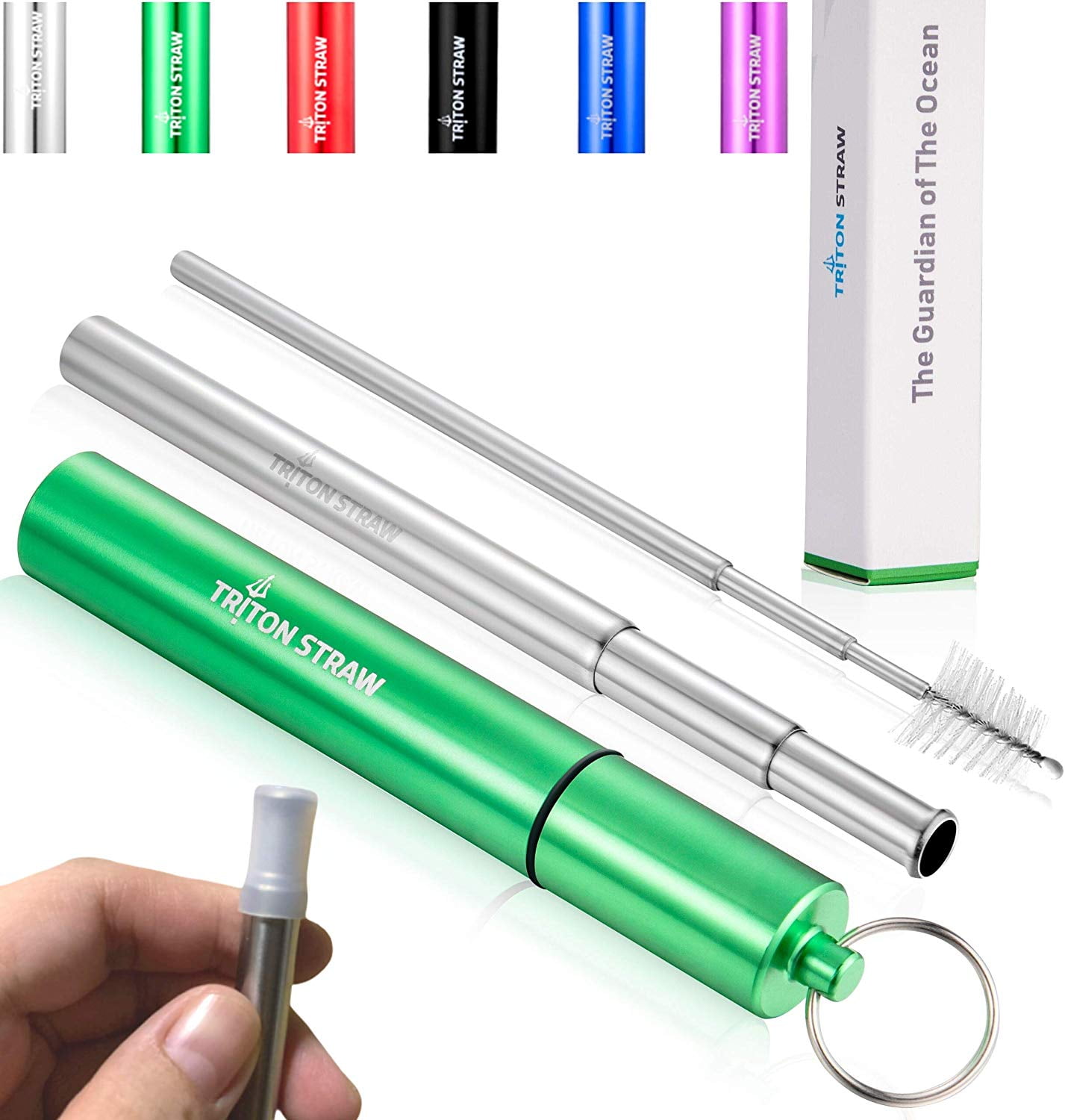  Portable Reusable Metal Drinking Straws With Case, Key Chain