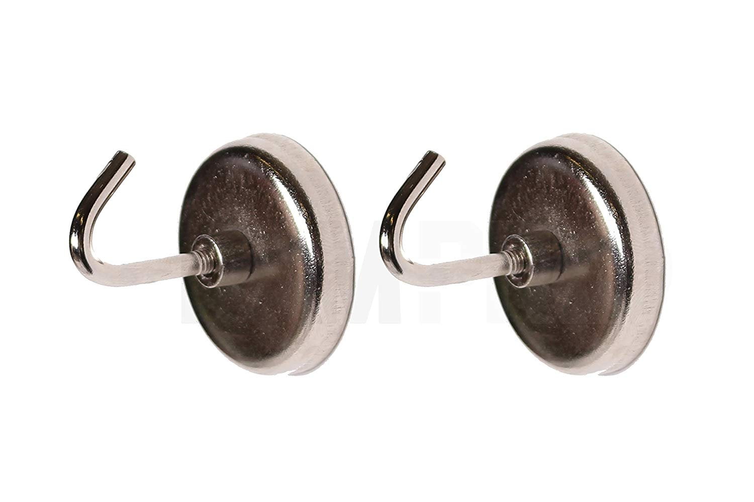 RamPro 2-Piece Extra-Strong Magnetic Hook Set - Holds 8 Lb Capacity, Quality Chrome Plated For Tools, Keys, Coats, Towels, Kitchen Utensils