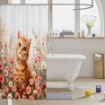 thumbnail image 3 of Manfei Kawaii Pet Shower Curtain 72Wx72L, Boho Daisy Floral Bathroom Curtain, Peach Orange, 3 of 5