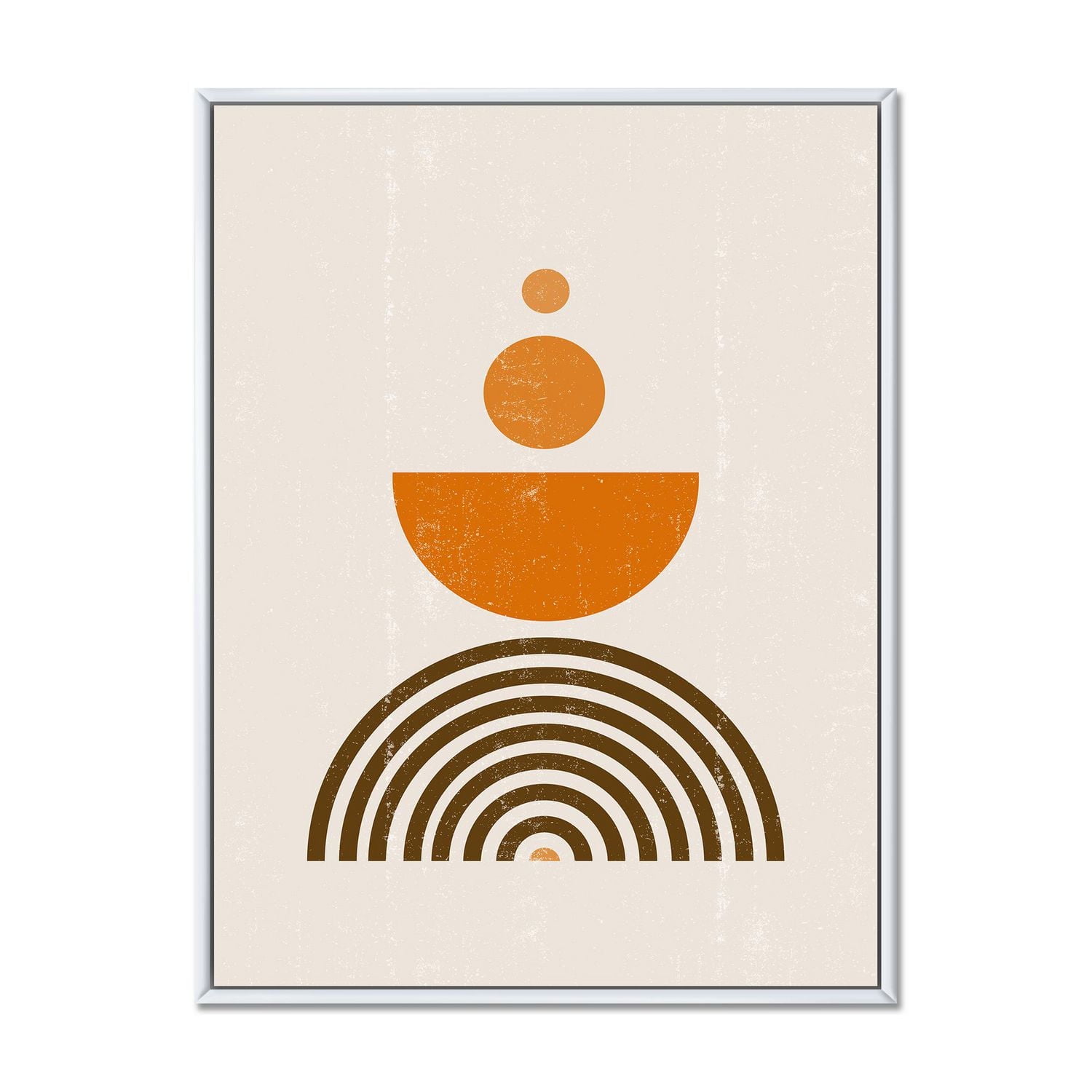 Designart Abstract Rainbow Sun and Moon In Earth Tones V FLOAT FRAME WALL ART