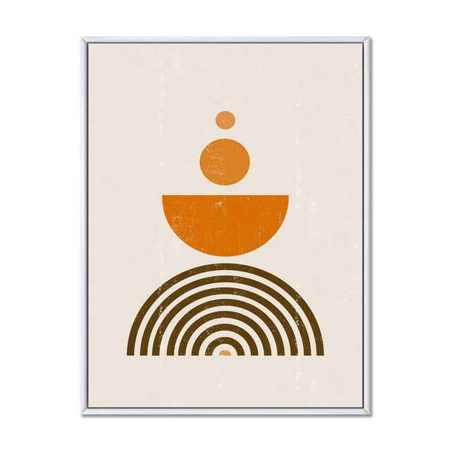 Designart Abstract Rainbow Sun and Moon In Earth Tones V FLOAT FRAME WALL ART