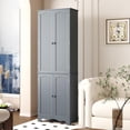 thumbnail image 5 of Function Home Tall Pantry Cabinet, Freestanding Storage Cabinet, Wooden Kitchen Pantry with 4 Doors and 5 Shelves, 72" Floor Cabinet Organizer for Kitchen Living Room Bathroom, Grey, 5 of 18