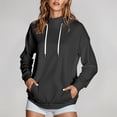 thumbnail image 2 of NinXxx Women's Solid High Collar Hoodie with Side Pockets Grey S, 2 of 9