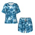 thumbnail image 2 of Yiaed Blue Tie Dye Print Short Sleeve Pajama Sets for Women Casual Crew Neck 2 Piece Lounge Sets Women's Short-Sleeved Pajama-3X-Large, 2 of 5