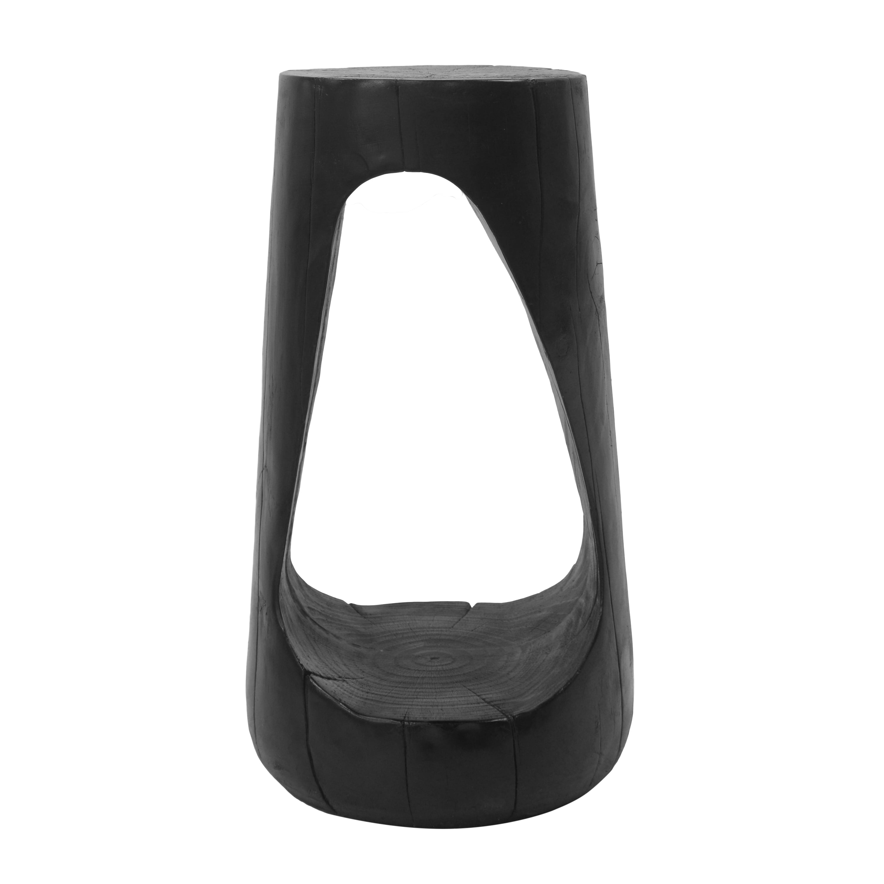 Hollow Design Side Table, Outdoor Lightweight Concrete End Table for Patio Balcony Garden, Black