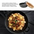 thumbnail image 4 of Cast Iron Wok with Handle for Authentic Asian Cooking, Wooden Lid, Flat Base for Easy Cooking, 4 of 7