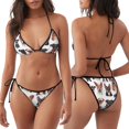 thumbnail image 3 of KLL Ensemble Bikini Imprimé Collage Visages de Chien Heureux pour Femmes, Ensemble Bikini Deux Pièces à Cordon avec Bas Aguichant Maillot de Bain, 3 of 6