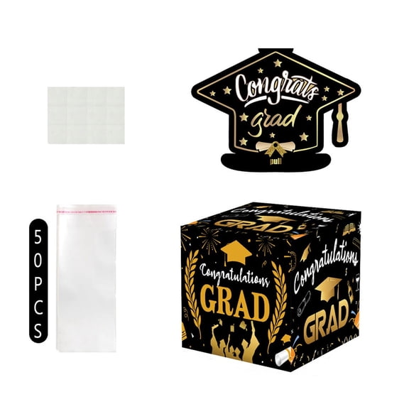 Event & Party Graduation Surprise Pull Holder for Party Supplies | Graduation Holder with 50 Bags | Funny Graduation Theme for College Women Men