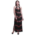 thumbnail image 1 of Bimba Tie-Dye Ladies Crew Neck Waist String Print Maxi Dress with Side Slits Summer Wear-XX-Large, 1 of 6