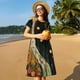 thumbnail image 4 of Balery Abstract Gold Floral Galaxy Vestidos sueltos de manga corta para mujer, vestidos de verano 2025, vestidos casuales de corte A con vuelo., 4 of 6