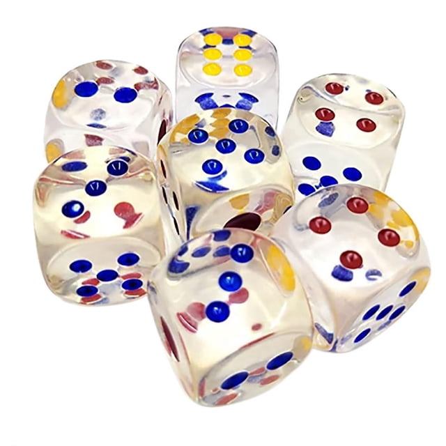 Jumbo de 25 mm con colores YEJLMXG transparente de 6 lados juego de seis lados para Farkle 10 piezas