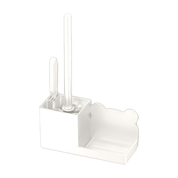 Inodoros para Baños Soporte de Cepillo de Inodoro de Plástico, 15.1x8.4x3.2In Blanco, Montado en la Pared sin Taladro con Almacenamiento Raspador, sin Esquinas Muertas Caddy de Limpieza