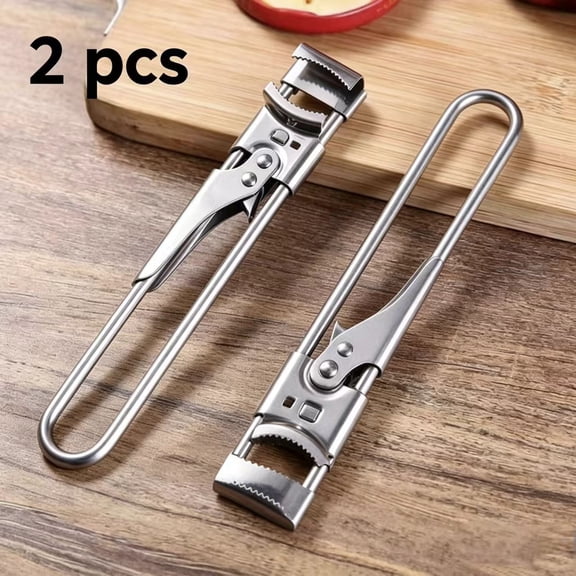 Vruelia Jar & Bottle Opener, Adjustable Stainless Steel Jar Lid Gripper, Multifunctional Manual Can and Bottle Opener for Kitchen Use (2Pc, 7.48In)
