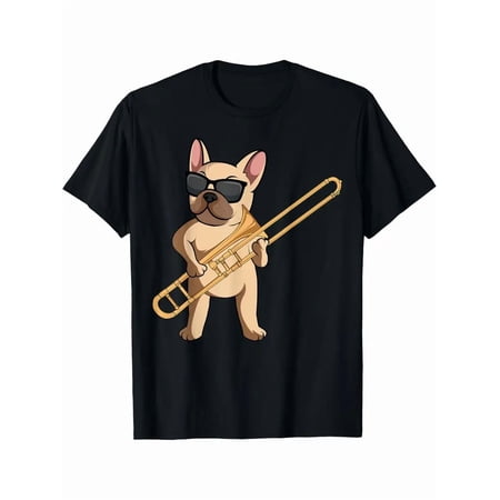 100% cotton tshirts men tee Trombone Brass Instrument Trombonist Jazz Music Dog Lover T-Shirt Hoodie