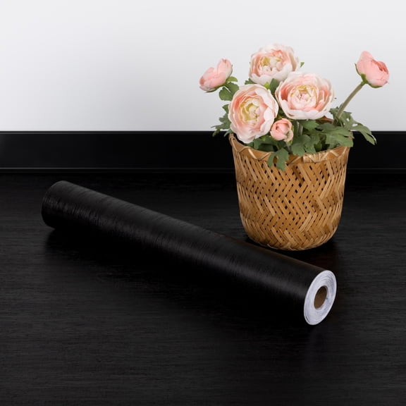 Abyssaly Black Wood Peel and Stick Flooring Tiles Vinly Tile 15.7" x 118" /12.9 Sq.Ft. Self-Adhesive Floor Tile Wood Grain Look for Kitchen Dinning Room Bedroom Home Decoration