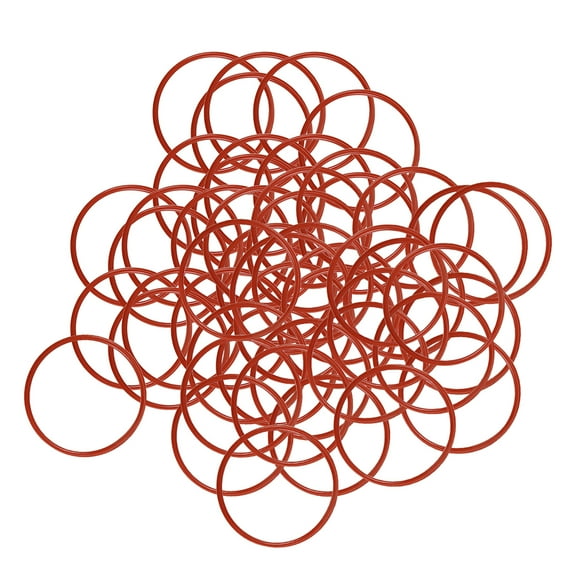 Silicone O-Rings 28mm OD, 25mm Inner Diameter, 1.5mm Width, Seal Gasket Red 50pcs