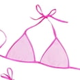 thumbnail image 3 of LEKWK Bikini Sets for Women High Cut Halter String Triangle Bathing Suits Color Block Tie Side Cheeky 2 Piece Swimsuits Summer Holiday Pool Party Resort Wear, 3 of 5