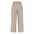 thumbnail image 4 of ABATAB Stripe Pants for Women Beach Vacation Cotton Linen Trousers Wide Leg Loose Elastic Waist Summer Outfits, 4 of 5