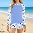 thumbnail image 2 of Two-Piece Swimsuit Set With Floral Print and Long Sleeves for Girls, UPF 50+ Sun Protection Rash Guard and Swim Bottom, Beach and Pool Outfit for Kids, 2 of 5