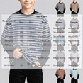 thumbnail image 3 of NEBWOAK Boys Striped Twofer Shirt, Color Block Long Sleeve Crewneck Casual Everyday Base Layer,Green, Size 10, 3 of 8