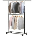 Simple Houseware Double Rod Clothing Garment Rack, Black