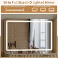 thumbnail image 6 of Modern Makeup Vanity Desk with LED Mirror & Lights – 5 Drawers, 3 Storage Shelves, Glass Top & Built-In Charging Station, 6 of 8