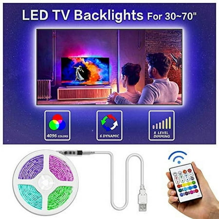 Led TV Backlight, Bason 8.33ft USB Led Lights Strip for TV/Monitor Backlight, Led Strip Light with Remote, TV Bias Lighting for Room Home Movie Decor.(42-50inch)