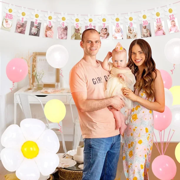 Décorations d'anniversaire pour le 1er anniversaire - Set en rose et or