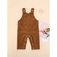 thumbnail image 3 of Qiylii Baby Girls Corduroy Bib Pants, Solid Color Square Neck Jumpsuit, 3 of 9