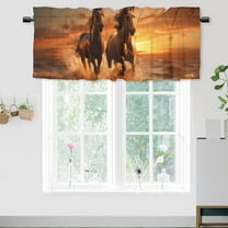 Horse Valance Rod Pocket Window Curtain for Kitchen Western Wild Galloping Horses Cowboy Running Horse Window Valance for Bedroom Bathroom Living Room Dining Room Valances Set 54 by 18 in, 1 Panel