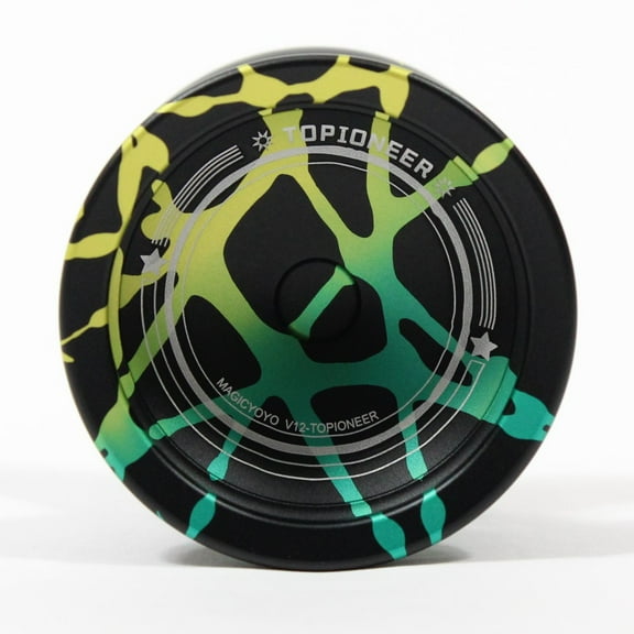 MAGICYOYO V12 TOPIONEER Yo-Yo - Responsive / Unresponsive Fingerspin YoYo (Black w/Blue Yellow Splash)