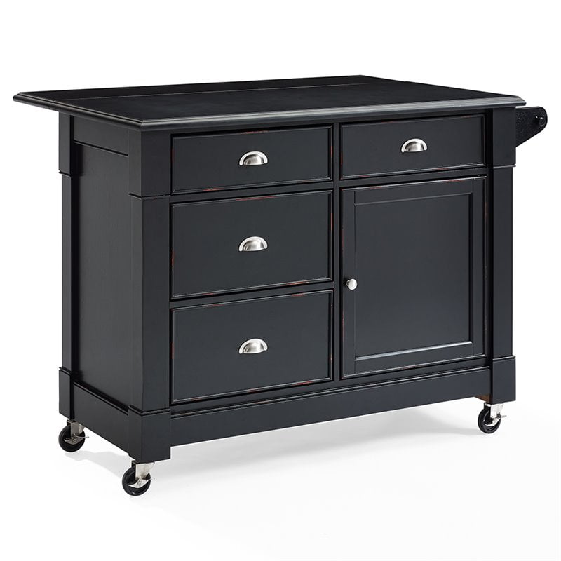 Crosley Furniture Lacey Kitchen Cart In Distressed Black