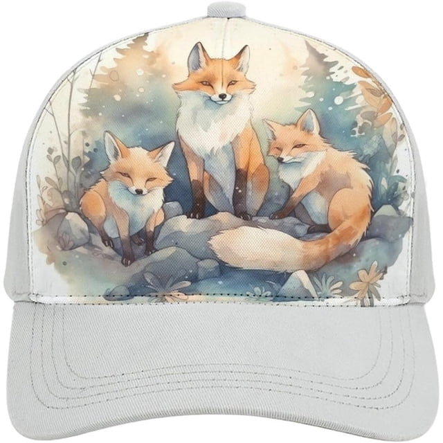 Watercolor Fox Baseball Cap Classic Golf Cap Soft Dad Hat Multicolor Adjustable Low Profile Hat Unisex