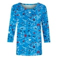 thumbnail image 4 of Teissuly Women's Fashion Printed T-shirt Mid-length 3/4 Sleeves Blouse Round Neck Casual Tops, 4 of 5
