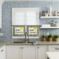 thumbnail image 3 of Kitchen Curtains and Valance Set Tier Curtains Hello Summer Lemon Black White Stripe Semi Sheer Curtains for Living Room Rod Pocket Tiers and Valances for Windows 2 Piece Set 27.5"x24", 3 of 5