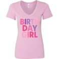 thumbnail image 3 of Inktastic Birthday Girl Pink Purple Ombre Women's V-Neck T-Shirt, 3 of 5