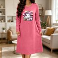 thumbnail image 5 of Taqqpue Womens Cotton Nightshirt Long Sleeve Crew Neck Halloween Zombie Print Loose Fit Knee Length Casual Pullover Soft Sleep Dress Oversized Sleepwear for Women Big Plus Sizes, 5 of 5
