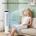 thumbnail image 2 of Ethovia 35-Inch Bladeless Tower Fan – Featuring LED Display & Remote Control, High-Speed DC Motor, 5 Speeds, 4 Modes, 64° Oscillation for Bedroom Office, White, 2 of 6