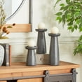 thumbnail image 2 of CosmoLiving by Cosmopolitan 3 Candle Dark Gray Mango Wood Pillar Candle Holder, Set of 3, 2 of 8