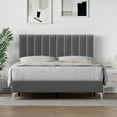 thumbnail image 2 of Studyset Full Size Bed Frame with Adjustable Headboard, Velvet Upholstered Platform Bed Frame with Wooden Slats Support, No Box Spring Needed, Grey Velvet Bed Frame, 2 of 7