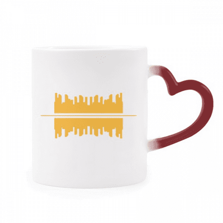 

High Symbolic Reflection Urban Landscape Architecture Heat Sensitive Mug Red Color Changing Stoneware Cup