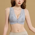 thumbnail image 6 of VONCOS Womens No Wire Bra Front Closure, Wireless Comfort Bras Lace Wide Straps Lightly Padded Gray S-XXL,Size S, 6 of 7