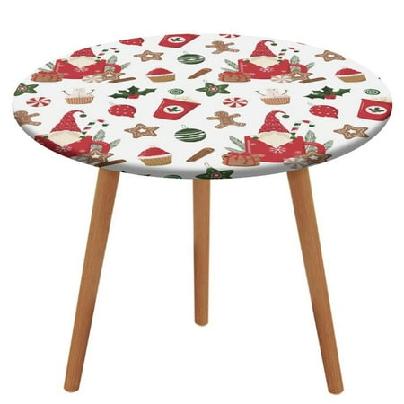 

Bybiment Round Fitted Tablecloth with Elastic Edge Cute Christmas Gnome Mug Gingerbread Decorative Tablecloth Table Cover 43 Inch
