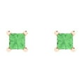 thumbnail image 3 of 0.5 ct Push-Back Stud Earrings for Women | 3.5mm Princess Cut Simulated Green Diamond | 18K Rose Gold, 3 of 5